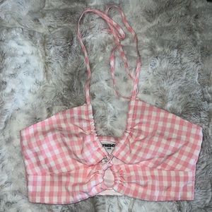 RSQ Gingham pink Halter top, size small